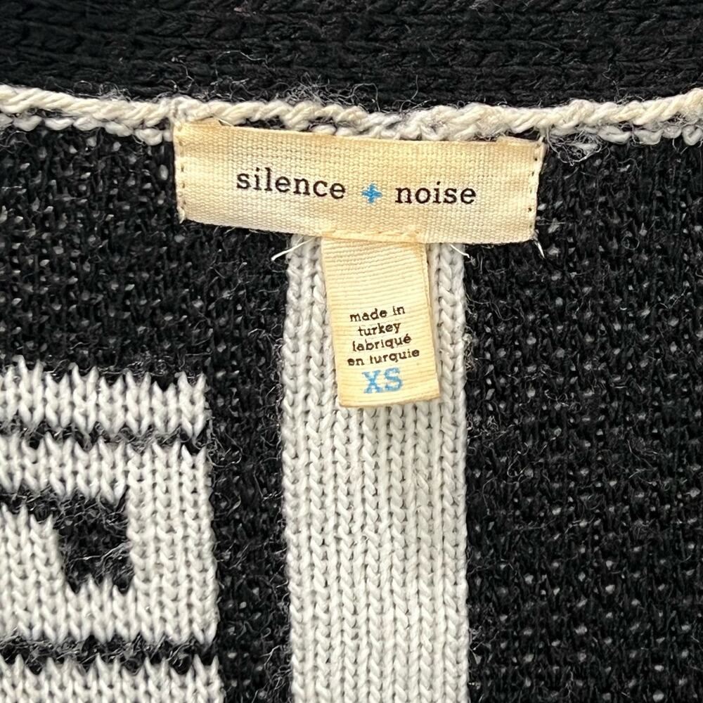 Silence + Noise Zip Front Cardigan Sweater Black White Size XS - Picture 10 of 11
